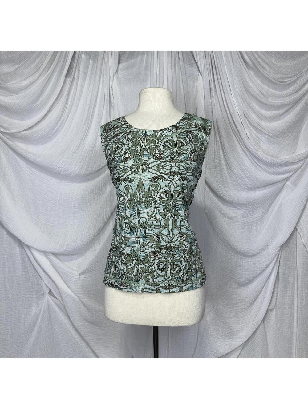 Indie Boho Earthy Scott Taylor Sleeveless Patterned Top Size XL